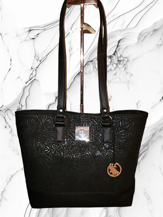 Medium Tote Bag - Black Tooled