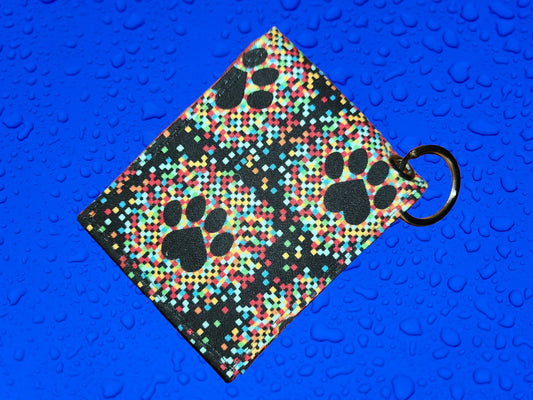 Key Chain Wallet - Black Paws