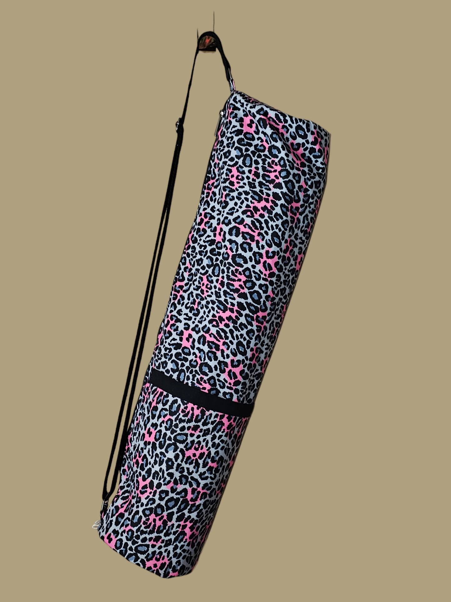 Yoga Mat Bag - Black/Pink Leopard