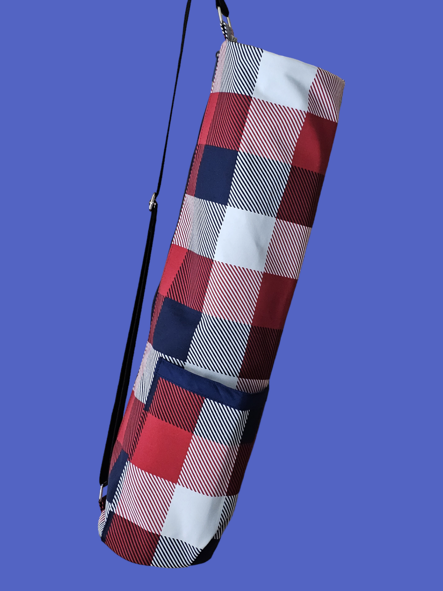 Yoga Mat Bag - Red, White & Blue Plaid